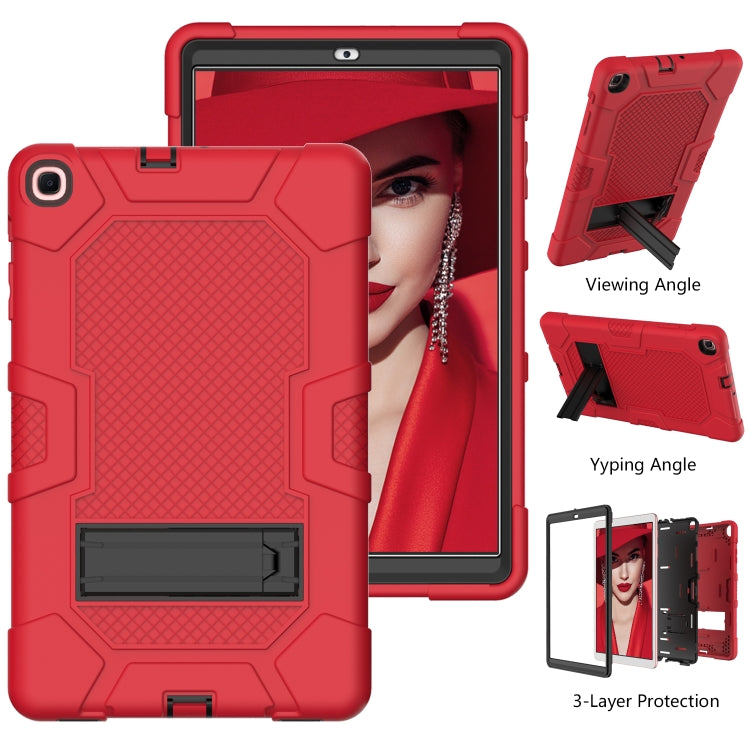 For Samsung Galaxy Tab A 10.1 (2019) / T510 Contrast Color Robot Shockproof Silicone + PC Protective Case with Holder(Red Black) - Tab A 10.1 (2019) T510 / T515 by buy2fix | Online Shopping UK | buy2fix