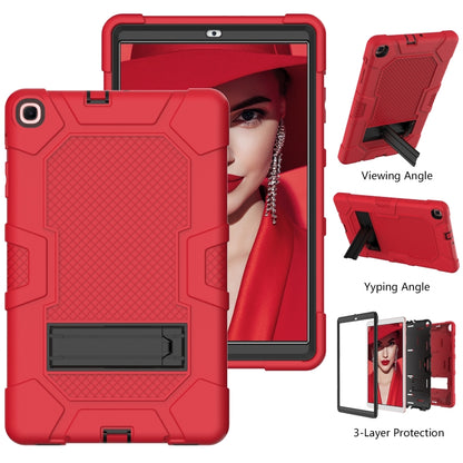 For Samsung Galaxy Tab A 10.1 (2019) / T510 Contrast Color Robot Shockproof Silicone + PC Protective Case with Holder(Red Black) - Tab A 10.1 (2019) T510 / T515 by buy2fix | Online Shopping UK | buy2fix