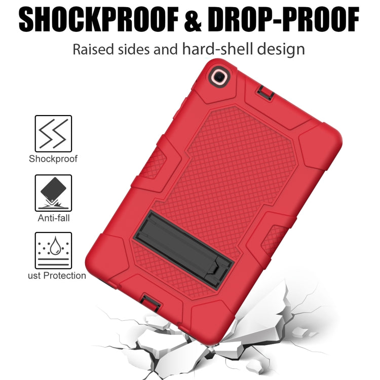 For Samsung Galaxy Tab A 10.1 (2019) / T510 Contrast Color Robot Shockproof Silicone + PC Protective Case with Holder(Red Black) - Tab A 10.1 (2019) T510 / T515 by buy2fix | Online Shopping UK | buy2fix