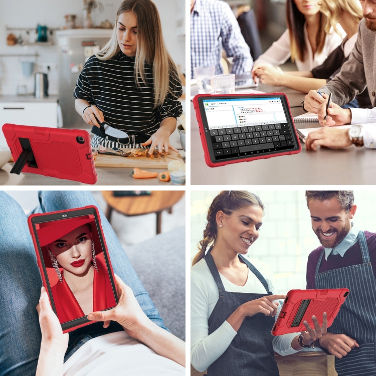 For Samsung Galaxy Tab A 10.1 (2019) / T510 Contrast Color Robot Shockproof Silicone + PC Protective Case with Holder(Red Black) - Tab A 10.1 (2019) T510 / T515 by buy2fix | Online Shopping UK | buy2fix