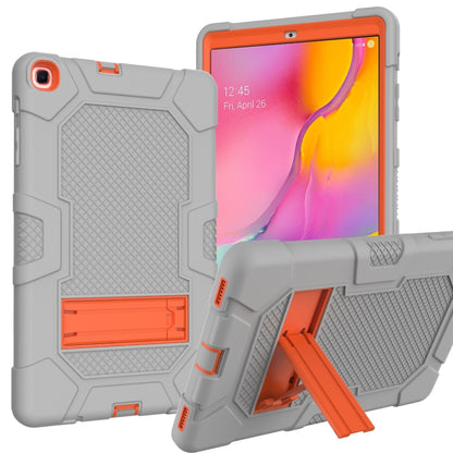 For Samsung Galaxy Tab A 10.1 (2019) / T510 Contrast Color Robot Shockproof Silicone + PC Protective Case with Holder(Grey Orange) - Tab A 10.1 (2019) T510 / T515 by buy2fix | Online Shopping UK | buy2fix