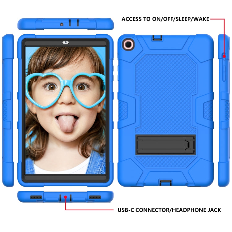 For Samsung Galaxy Tab A 10.1 (2019) / T510 Contrast Color Robot Shockproof Silicone + PC Protective Case with Holder(Blue Black) - Tab A 10.1 (2019) T510 / T515 by buy2fix | Online Shopping UK | buy2fix