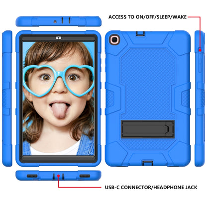 For Samsung Galaxy Tab A 10.1 (2019) / T510 Contrast Color Robot Shockproof Silicone + PC Protective Case with Holder(Blue Black) - Tab A 10.1 (2019) T510 / T515 by buy2fix | Online Shopping UK | buy2fix