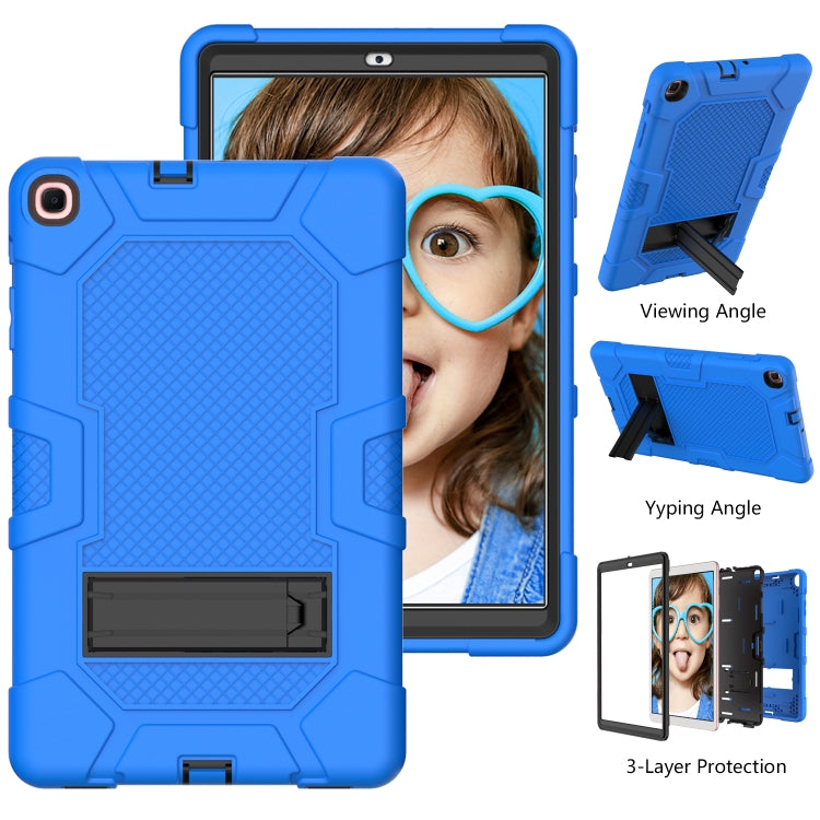For Samsung Galaxy Tab A 10.1 (2019) / T510 Contrast Color Robot Shockproof Silicone + PC Protective Case with Holder(Blue Black) - Tab A 10.1 (2019) T510 / T515 by buy2fix | Online Shopping UK | buy2fix