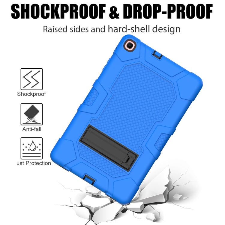 For Samsung Galaxy Tab A 10.1 (2019) / T510 Contrast Color Robot Shockproof Silicone + PC Protective Case with Holder(Blue Black) - Tab A 10.1 (2019) T510 / T515 by buy2fix | Online Shopping UK | buy2fix