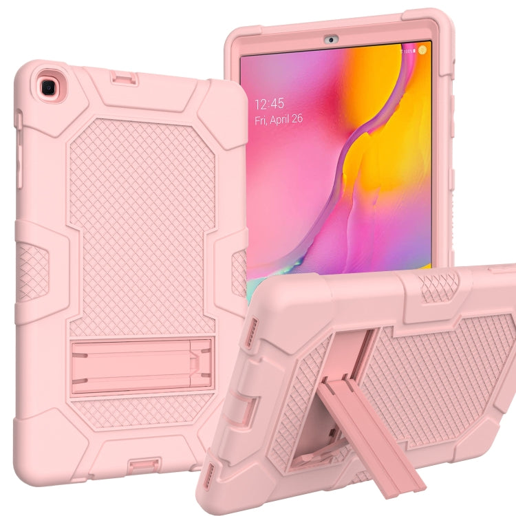 For Samsung Galaxy Tab A 10.1 (2019) / T510 Contrast Color Robot Shockproof Silicone + PC Protective Case with Holder(Rose Gold) - Tab A 10.1 (2019) T510 / T515 by buy2fix | Online Shopping UK | buy2fix