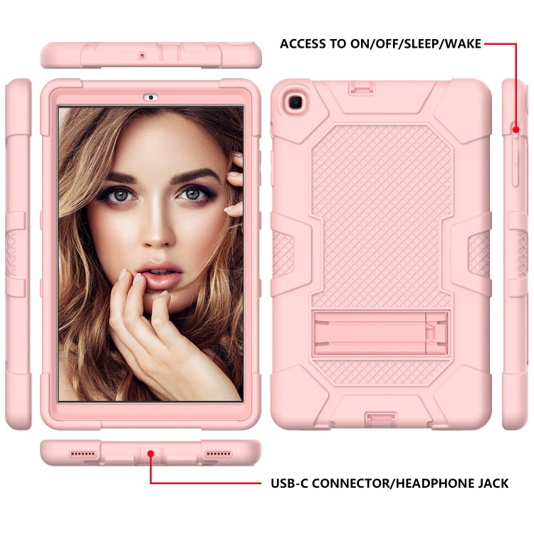 For Samsung Galaxy Tab A 10.1 (2019) / T510 Contrast Color Robot Shockproof Silicone + PC Protective Case with Holder(Rose Gold) - Tab A 10.1 (2019) T510 / T515 by buy2fix | Online Shopping UK | buy2fix