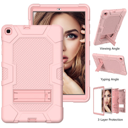 For Samsung Galaxy Tab A 10.1 (2019) / T510 Contrast Color Robot Shockproof Silicone + PC Protective Case with Holder(Rose Gold) - Tab A 10.1 (2019) T510 / T515 by buy2fix | Online Shopping UK | buy2fix