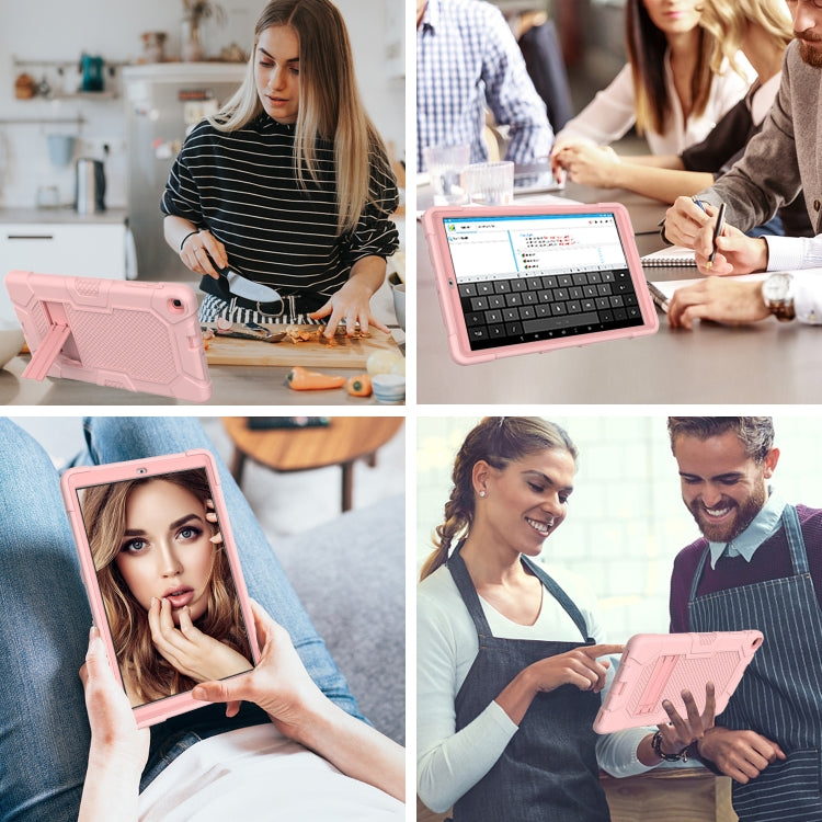 For Samsung Galaxy Tab A 10.1 (2019) / T510 Contrast Color Robot Shockproof Silicone + PC Protective Case with Holder(Rose Gold) - Tab A 10.1 (2019) T510 / T515 by buy2fix | Online Shopping UK | buy2fix
