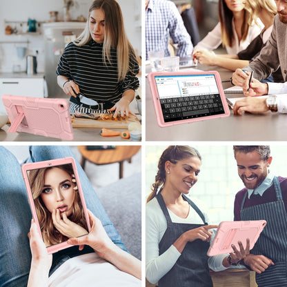 For Samsung Galaxy Tab A 10.1 (2019) / T510 Contrast Color Robot Shockproof Silicone + PC Protective Case with Holder(Rose Gold) - Tab A 10.1 (2019) T510 / T515 by buy2fix | Online Shopping UK | buy2fix
