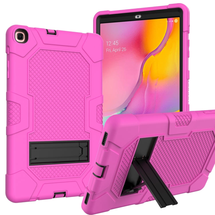 For Samsung Galaxy Tab A 10.1 (2019) / T510 Contrast Color Robot Shockproof Silicone + PC Protective Case with Holder(Rose Red Black) - Tab A 10.1 (2019) T510 / T515 by buy2fix | Online Shopping UK | buy2fix