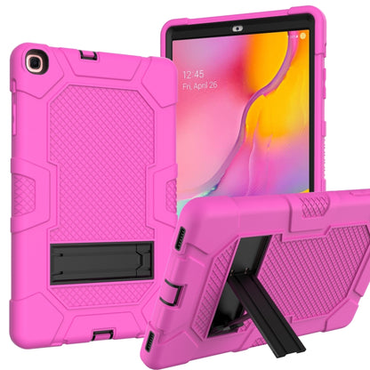 For Samsung Galaxy Tab A 10.1 (2019) / T510 Contrast Color Robot Shockproof Silicone + PC Protective Case with Holder(Rose Red Black) - Tab A 10.1 (2019) T510 / T515 by buy2fix | Online Shopping UK | buy2fix