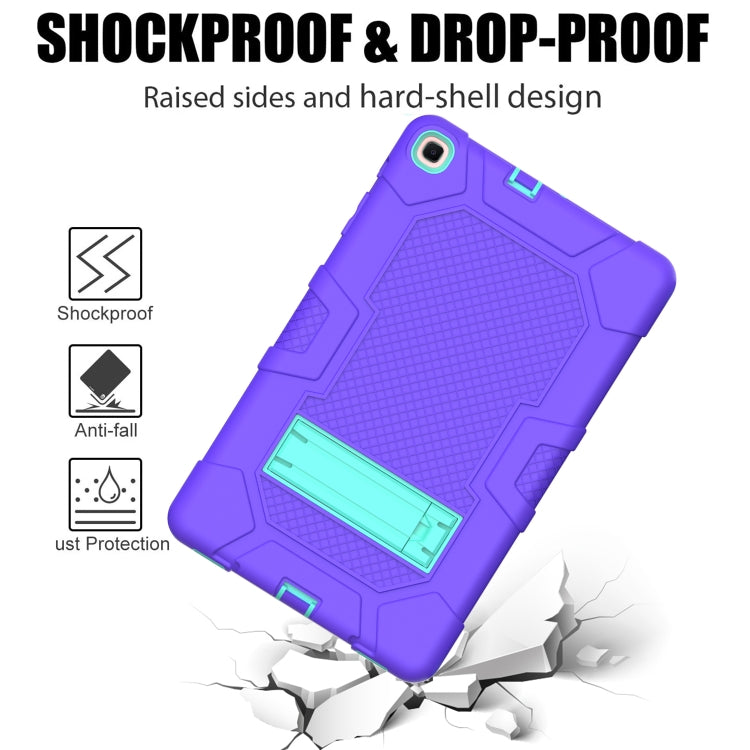For Samsung Galaxy Tab A 10.1 (2019) / T510 Contrast Color Robot Shockproof Silicone + PC Protective Case with Holder(Purple Mint Green) - Tab A 10.1 (2019) T510 / T515 by buy2fix | Online Shopping UK | buy2fix