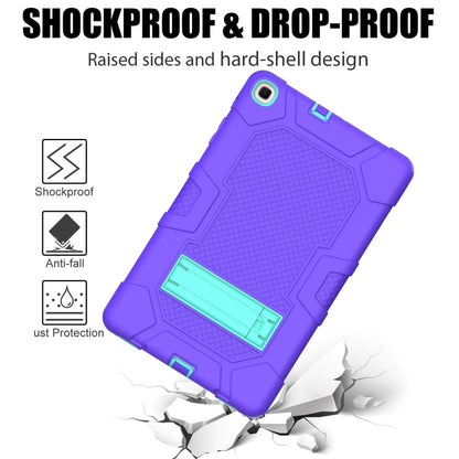 For Samsung Galaxy Tab A 10.1 (2019) / T510 Contrast Color Robot Shockproof Silicone + PC Protective Case with Holder(Purple Mint Green) - Tab A 10.1 (2019) T510 / T515 by buy2fix | Online Shopping UK | buy2fix