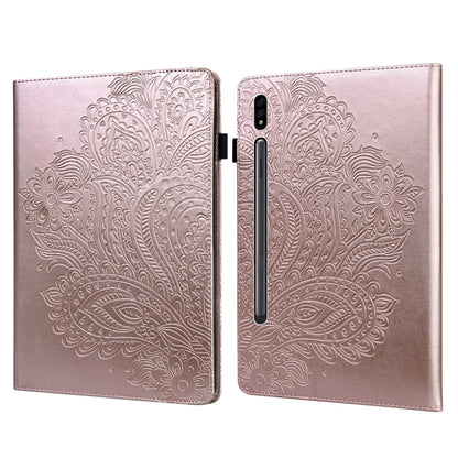 For Samsung Galaxy Tab S8 / Galaxy Tab S7 T875 Peacock Embossed Pattern TPU + PU Horizontal Flip Leather Case with Holder & Card Slots & Wallet(Rose Gold) by buy2fix