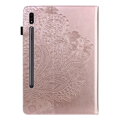 For Samsung Galaxy Tab S8 / Galaxy Tab S7 T875 Peacock Embossed Pattern TPU + PU Horizontal Flip Leather Case with Holder & Card Slots & Wallet(Rose Gold) by buy2fix