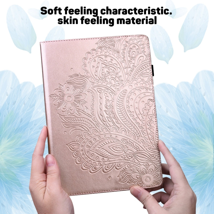 For Samsung Galaxy Tab S8 / Galaxy Tab S7 T875 Peacock Embossed Pattern TPU + PU Horizontal Flip Leather Case with Holder & Card Slots & Wallet(Rose Gold) by buy2fix