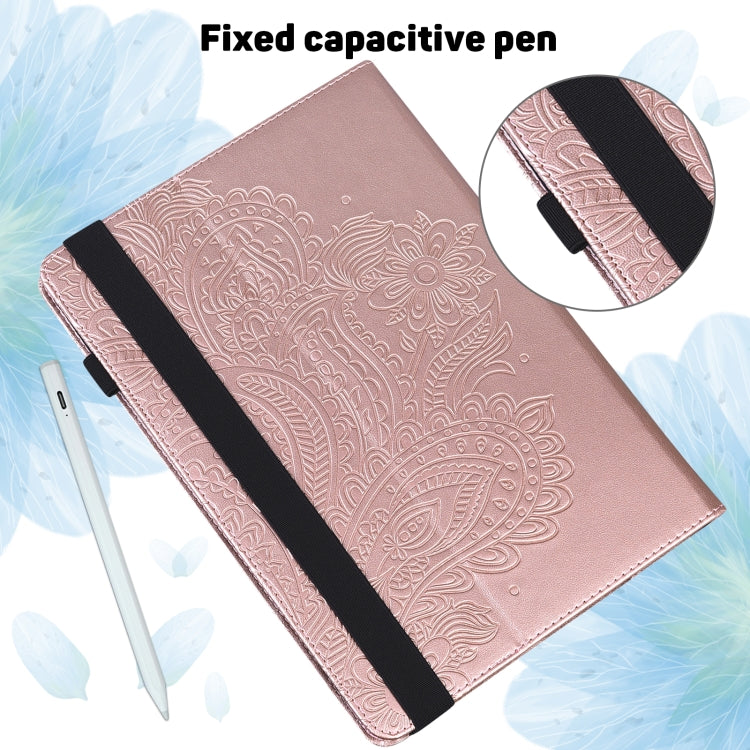 For Samsung Galaxy Tab S8 / Galaxy Tab S7 T875 Peacock Embossed Pattern TPU + PU Horizontal Flip Leather Case with Holder & Card Slots & Wallet(Rose Gold) by buy2fix