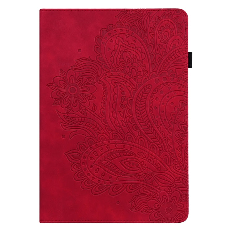 For Samsung Galaxy Tab S8 / Galaxy Tab S7 T875 Peacock Embossed Pattern TPU + PU Horizontal Flip Leather Case with Holder & Card Slots & Wallet(Red) by buy2fix