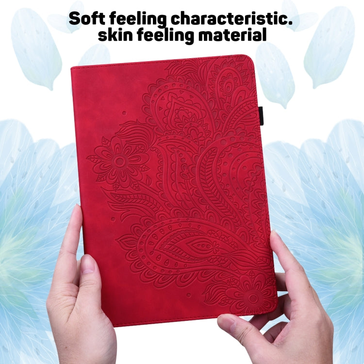 For Samsung Galaxy Tab S8 / Galaxy Tab S7 T875 Peacock Embossed Pattern TPU + PU Horizontal Flip Leather Case with Holder & Card Slots & Wallet(Red) by buy2fix