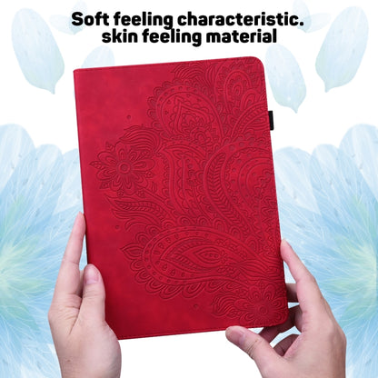 For Samsung Galaxy Tab S8 / Galaxy Tab S7 T875 Peacock Embossed Pattern TPU + PU Horizontal Flip Leather Case with Holder & Card Slots & Wallet(Red) by buy2fix