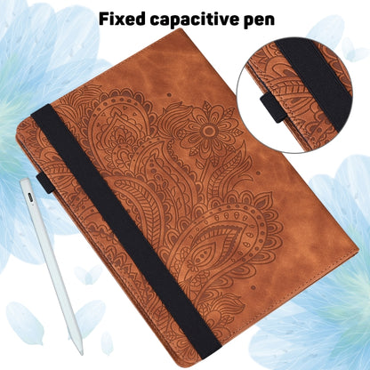 For Samsung Galaxy Tab S8 / Galaxy Tab S7 T875 Peacock Embossed Pattern TPU + PU Horizontal Flip Leather Case with Holder & Card Slots & Wallet(Brown) by buy2fix