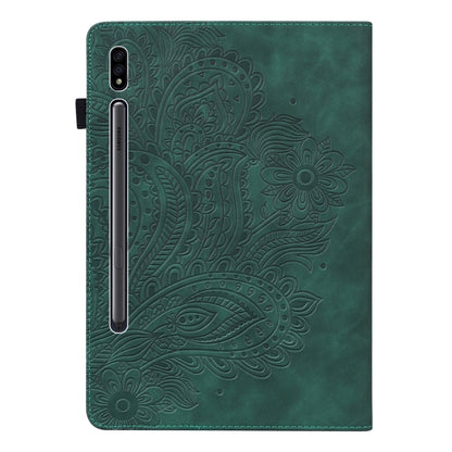 For Samsung Galaxy Tab S8 / Galaxy Tab S7 T875 Peacock Embossed Pattern TPU + PU Horizontal Flip Leather Case with Holder & Card Slots & Wallet(Green) by buy2fix