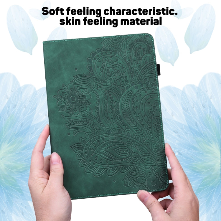 For Samsung Galaxy Tab S8 / Galaxy Tab S7 T875 Peacock Embossed Pattern TPU + PU Horizontal Flip Leather Case with Holder & Card Slots & Wallet(Green) by buy2fix