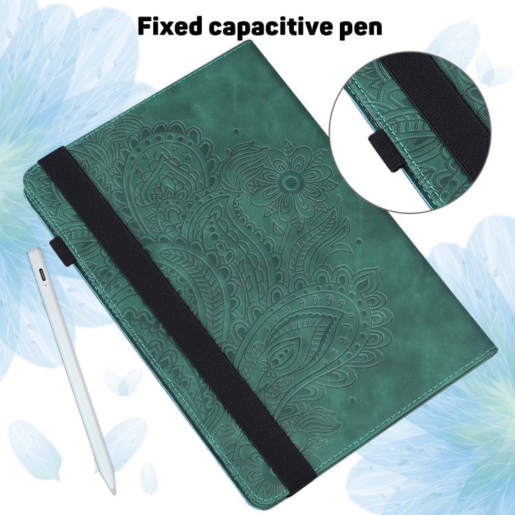 For Samsung Galaxy Tab S8 / Galaxy Tab S7 T875 Peacock Embossed Pattern TPU + PU Horizontal Flip Leather Case with Holder & Card Slots & Wallet(Green) by buy2fix