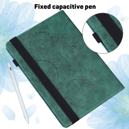 For Samsung Galaxy Tab S8 / Galaxy Tab S7 T875 Peacock Embossed Pattern TPU + PU Horizontal Flip Leather Case with Holder & Card Slots & Wallet(Green) by buy2fix