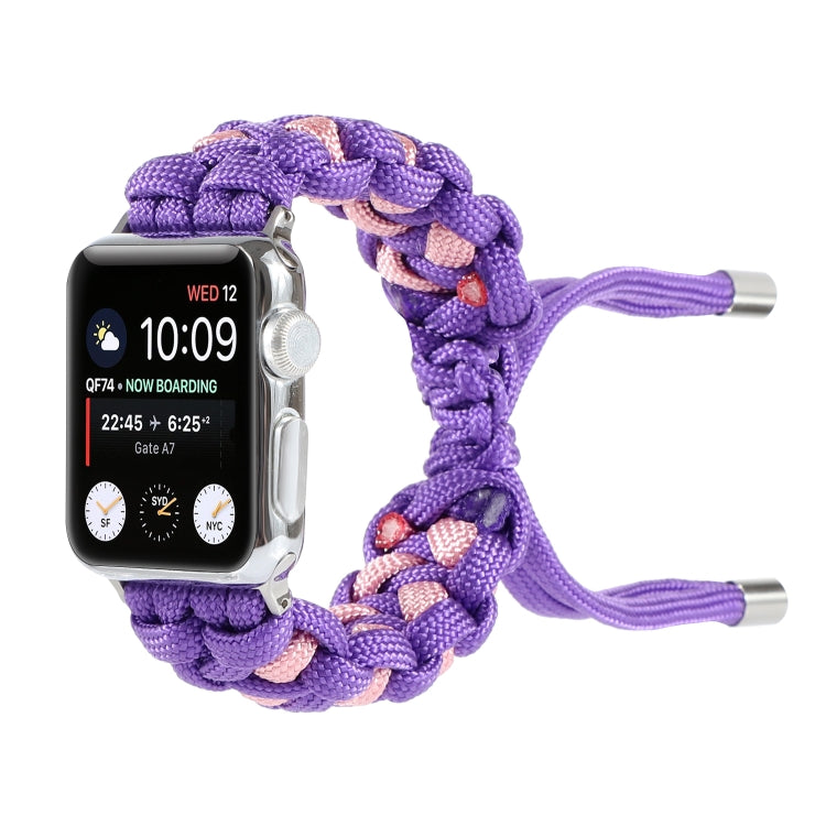 Braided Umbrella Cord Watch Band For Apple Watch Ultra 49mm&Watch Ultra 2 49mm / Series 9&8&7 45mm / SE 3&SE 2&6&SE&5&4 44mm / 3&2&1 42mm(Purple) by buy2fix
