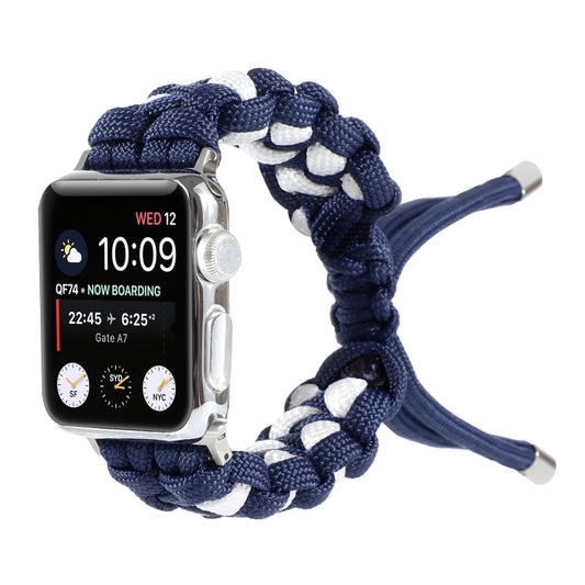 Braided Umbrella Cord Watch Band For Apple Watch Ultra 49mm&Watch Ultra 2 49mm / Series 9&8&7 45mm / SE 3&SE 2&6&SE&5&4 44mm / 3&2&1 42mm(Dark Blue) by buy2fix