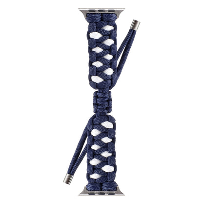 Braided Umbrella Cord Watch Band For Apple Watch Ultra 49mm&Watch Ultra 2 49mm / Series 9&8&7 45mm / SE 3&SE 2&6&SE&5&4 44mm / 3&2&1 42mm(Dark Blue) by buy2fix