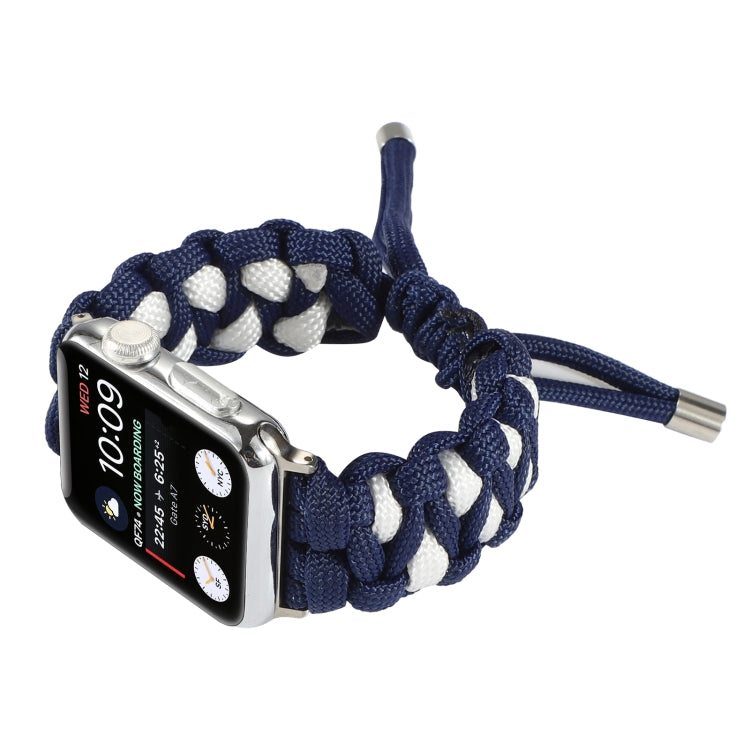 Braided Umbrella Cord Watch Band For Apple Watch Ultra 49mm&Watch Ultra 2 49mm / Series 9&8&7 45mm / SE 3&SE 2&6&SE&5&4 44mm / 3&2&1 42mm(Dark Blue) by buy2fix