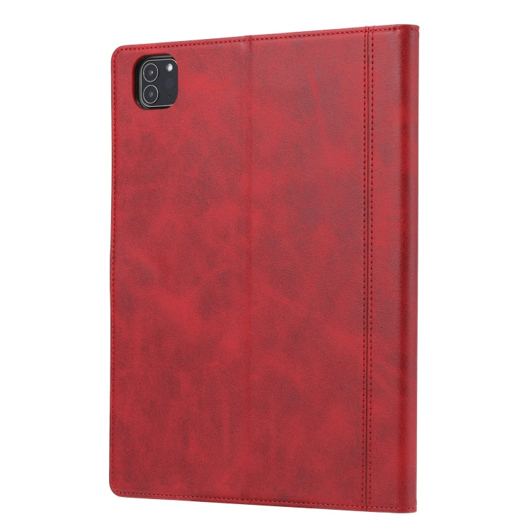 For iPad Pro 11 inch (2020) Calf Texture Double Fold Clasp Horizontal Flip Leather Tablet Case with Photo Frame & Holder & Card Slots & Wallet(Red) - iPad Pro 11 (2020) Cases by buy2fix | Online Shopping UK | buy2fix