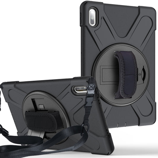 For Huawei MatePad Pro 10.8 Shockproof Colorful Silicone + PC Protective Case with Holder & Shoulder Strap & Hand Strap & Pen Slot(Black) - Huawei by buy2fix | Online Shopping UK | buy2fix