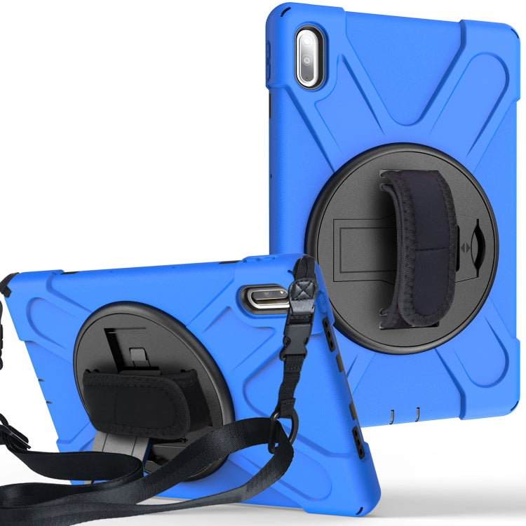 For Huawei MatePad Pro 10.8 Shockproof Colorful Silicone + PC Protective Case with Holder & Shoulder Strap & Hand Strap & Pen Slot(Blue) - Huawei by buy2fix | Online Shopping UK | buy2fix