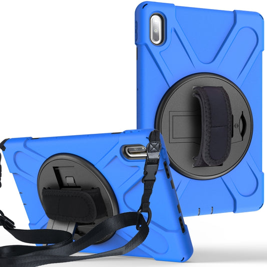 For Huawei MatePad Pro 10.8 Shockproof Colorful Silicone + PC Protective Case with Holder & Shoulder Strap & Hand Strap & Pen Slot(Blue) - Huawei by buy2fix | Online Shopping UK | buy2fix