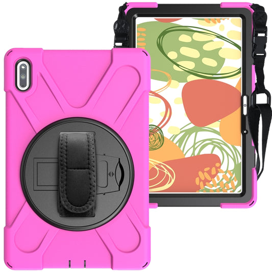 For Huawei MatePad Pro 10.8 Shockproof Colorful Silicone + PC Protective Case with Holder & Shoulder Strap & Hand Strap & Pen Slot(Rose Red) - Huawei by buy2fix | Online Shopping UK | buy2fix