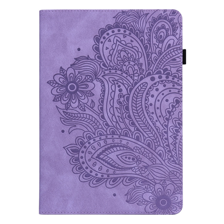 For iPad 10.2 2021 / 2020 / 2019 Peacock Embossed Pattern TPU + PU Horizontal Flip Leather Case with Holder & Card Slots & Wallet & Sleep / Wake-up Function(Purple) - iPad 10.2 Cases by buy2fix | Online Shopping UK | buy2fix