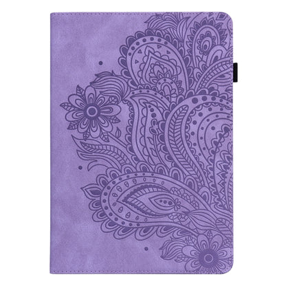 For iPad 10.2 2021 / 2020 / 2019 Peacock Embossed Pattern TPU + PU Horizontal Flip Leather Case with Holder & Card Slots & Wallet & Sleep / Wake-up Function(Purple) - iPad 10.2 Cases by buy2fix | Online Shopping UK | buy2fix