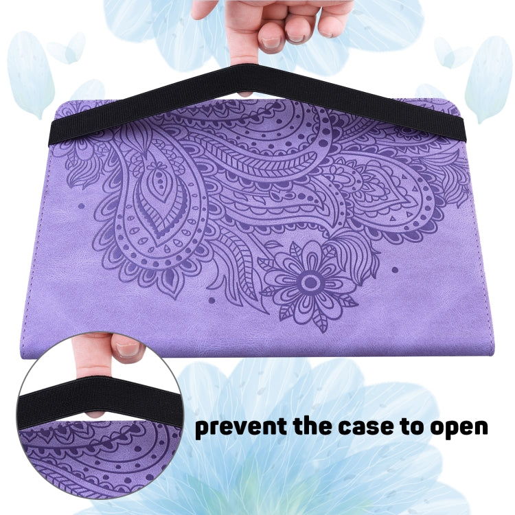 For iPad 10.2 2021 / 2020 / 2019 Peacock Embossed Pattern TPU + PU Horizontal Flip Leather Case with Holder & Card Slots & Wallet & Sleep / Wake-up Function(Purple) - iPad 10.2 Cases by buy2fix | Online Shopping UK | buy2fix