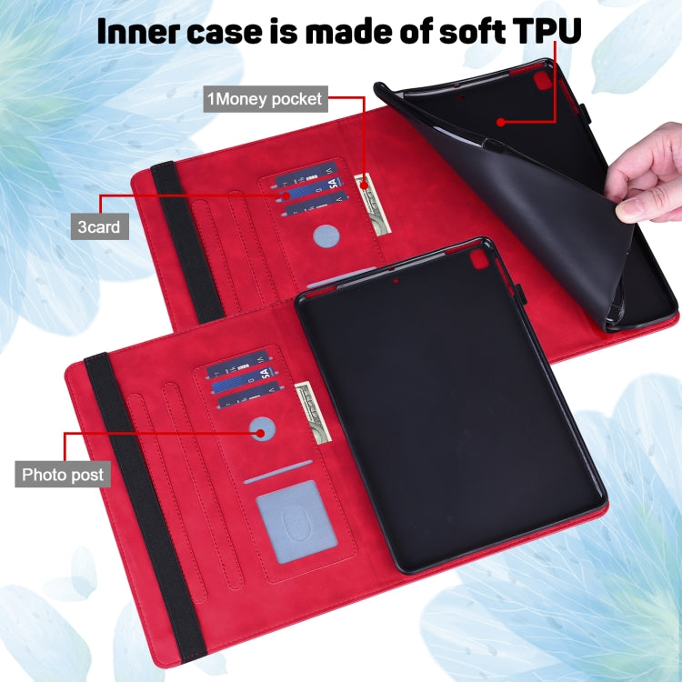 For iPad 10.2 2021 / 2020 / 2019 Peacock Embossed Pattern TPU + PU Horizontal Flip Leather Case with Holder & Card Slots & Wallet & Sleep / Wake-up Function(Red) - iPad 10.2 Cases by buy2fix | Online Shopping UK | buy2fix