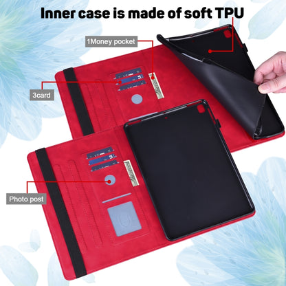 For iPad 10.2 2021 / 2020 / 2019 Peacock Embossed Pattern TPU + PU Horizontal Flip Leather Case with Holder & Card Slots & Wallet & Sleep / Wake-up Function(Red) - iPad 10.2 Cases by buy2fix | Online Shopping UK | buy2fix