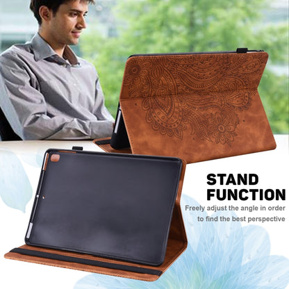 For iPad 10.2 2021 / 2020 / 2019 Peacock Embossed Pattern TPU + PU Horizontal Flip Leather Case with Holder & Card Slots & Wallet & Sleep / Wake-up Function(Brown) - iPad 10.2 Cases by buy2fix | Online Shopping UK | buy2fix