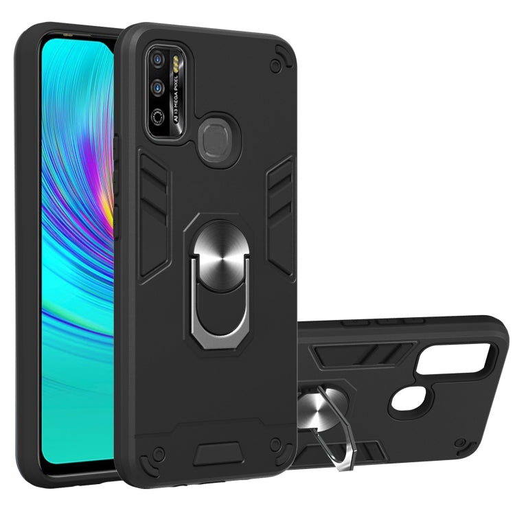 For Infinix X680 / Hot 9 Play Armour Series PC + TPU Protective Case with Ring Holder(Black) - Infinix Cases by idewei | Online Shopping UK | buy2fix