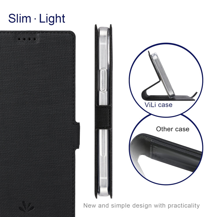 For OnePlus Nord N10 5G ViLi K Series Shockproof TPU + PU Leather Magnetic Buckle Horizontal Flip Case with Card Slots & Wallet & Holder(Black) - OnePlus Cases by ViLi | Online Shopping UK | buy2fix