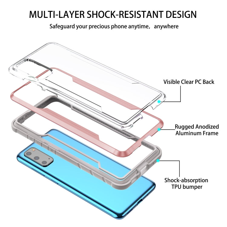 For Samsung Galaxy S20 iPAKY Thunder Series Aluminum Frame + TPU Bumper + Clear PC Shockproof Case(Rose Gold) - Galaxy Phone Cases by iPAKY | Online Shopping UK | buy2fix