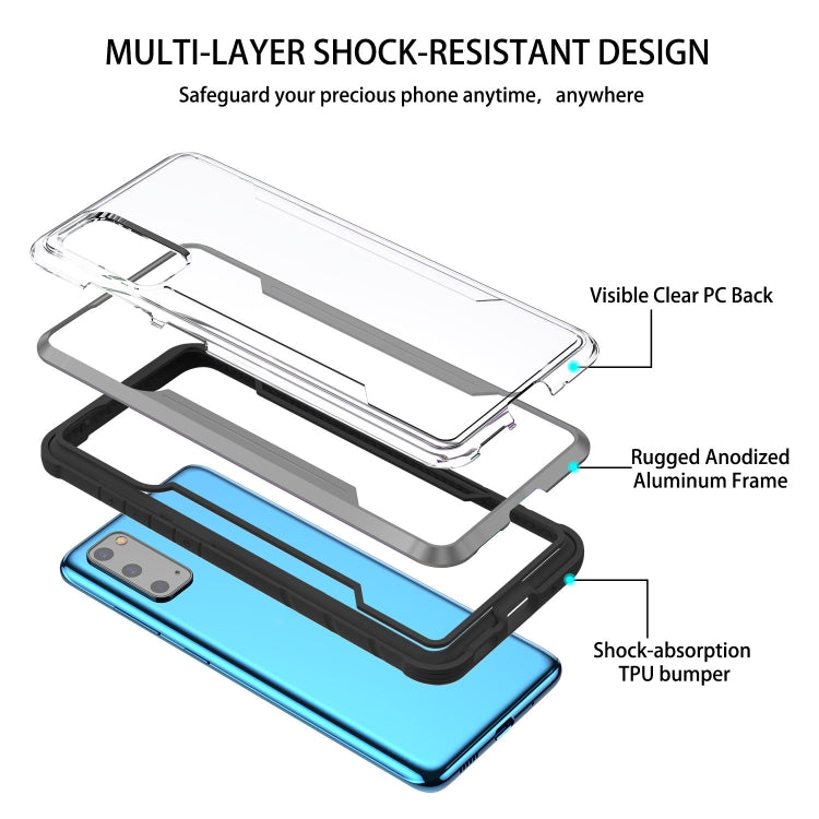 For Samsung Galaxy S20 Plus iPAKY Thunder Series Aluminum Frame + TPU Bumper + Clear PC Shockproof Case(Black + Grey) - Galaxy Phone Cases by iPAKY | Online Shopping UK | buy2fix
