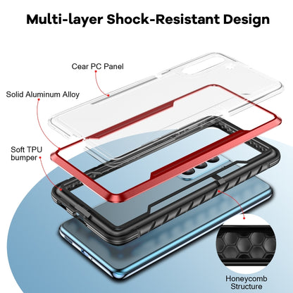 For Samsung Galaxy S21+ 5G iPAKY Thunder Series Aluminum Frame + TPU Bumper + Clear PC Shockproof Case(Black + Red) - Galaxy S21+ 5G Cases by iPAKY | Online Shopping UK | buy2fix